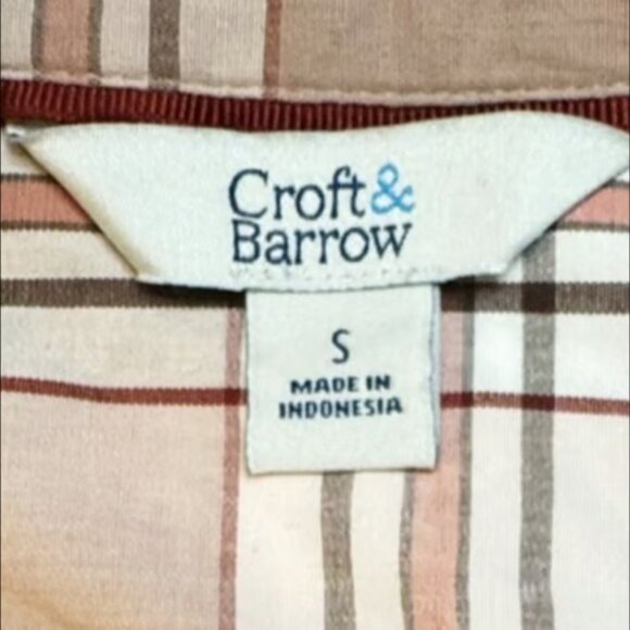 Croft & Barrow Button Down Top Pink, White, Black Blouse Plaid Collared Small - Picture 5 of 9